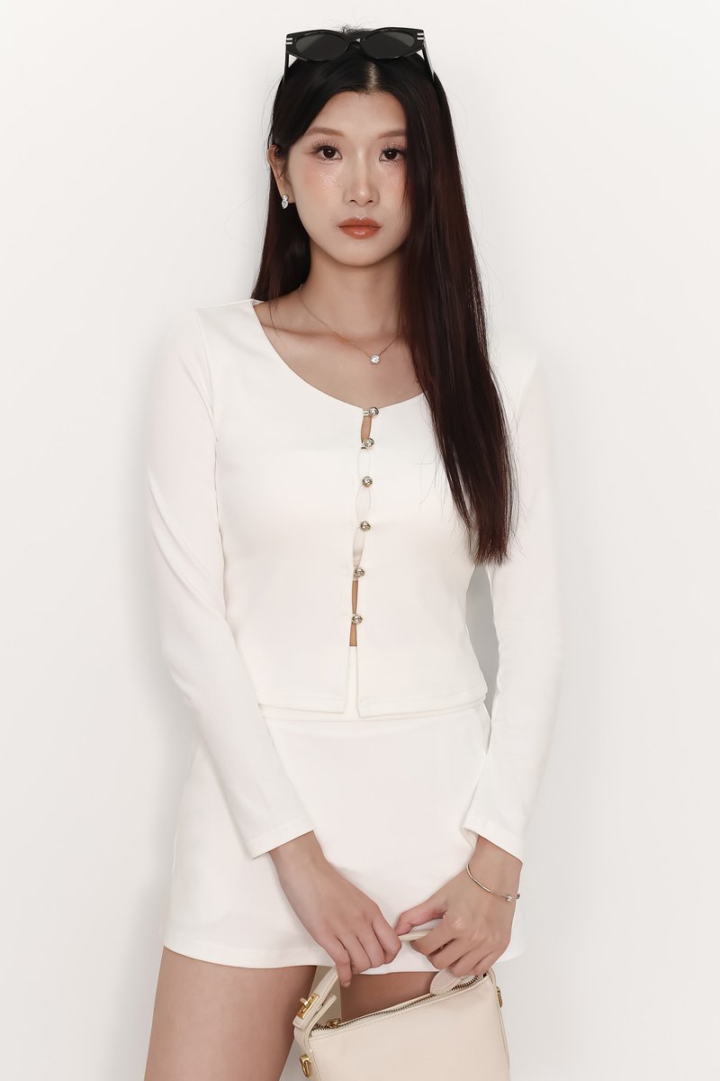 Caedi Cardigan Co-ord Set in White