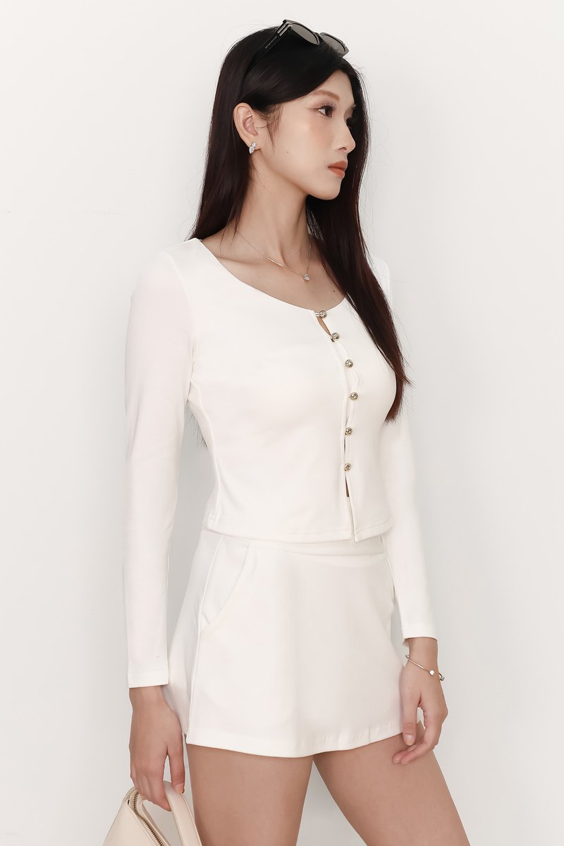 Caedi Co-ord Cardigan Top in White