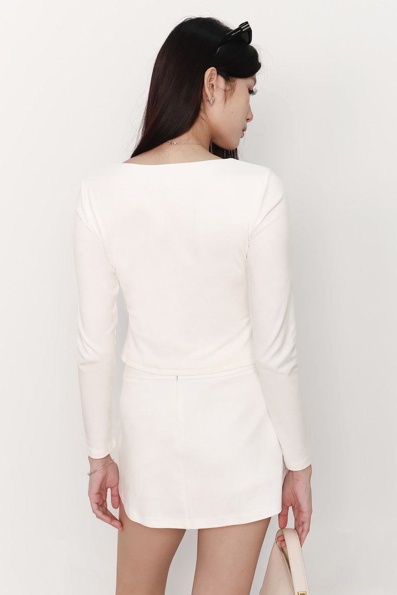 Caedi Cardigan Co-ord Set in White