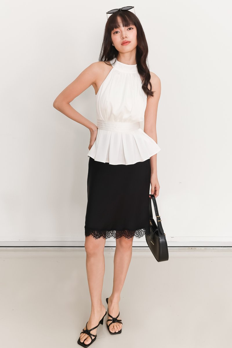 Helara Halter Peplum Top in White