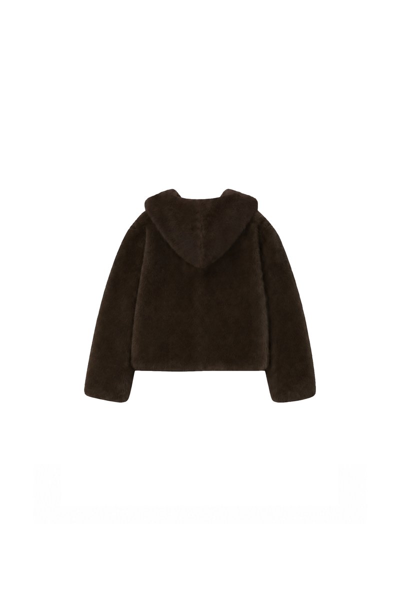 Fable Furry Jacket in Dark Brown
