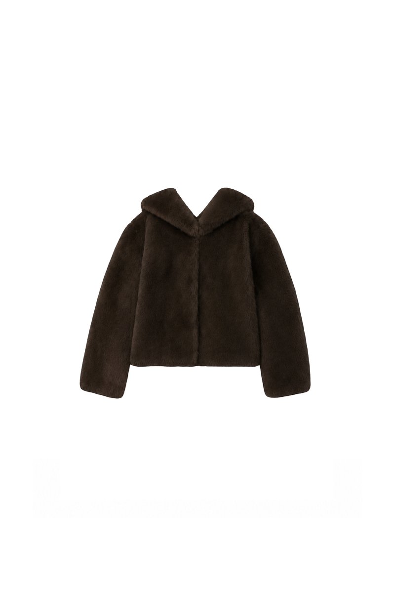 Fable Furry Jacket in Dark Brown