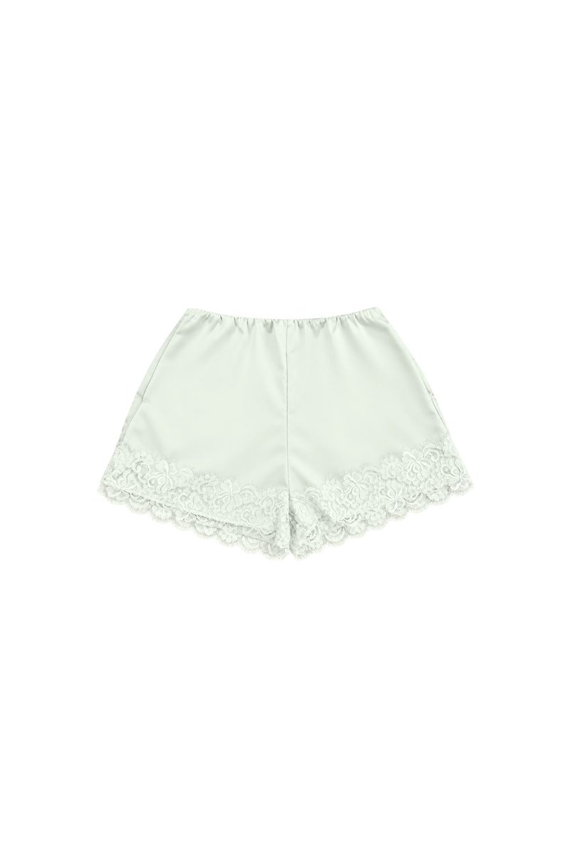 Lacey Lace Trim Co-ord Shorts in Soft Mint