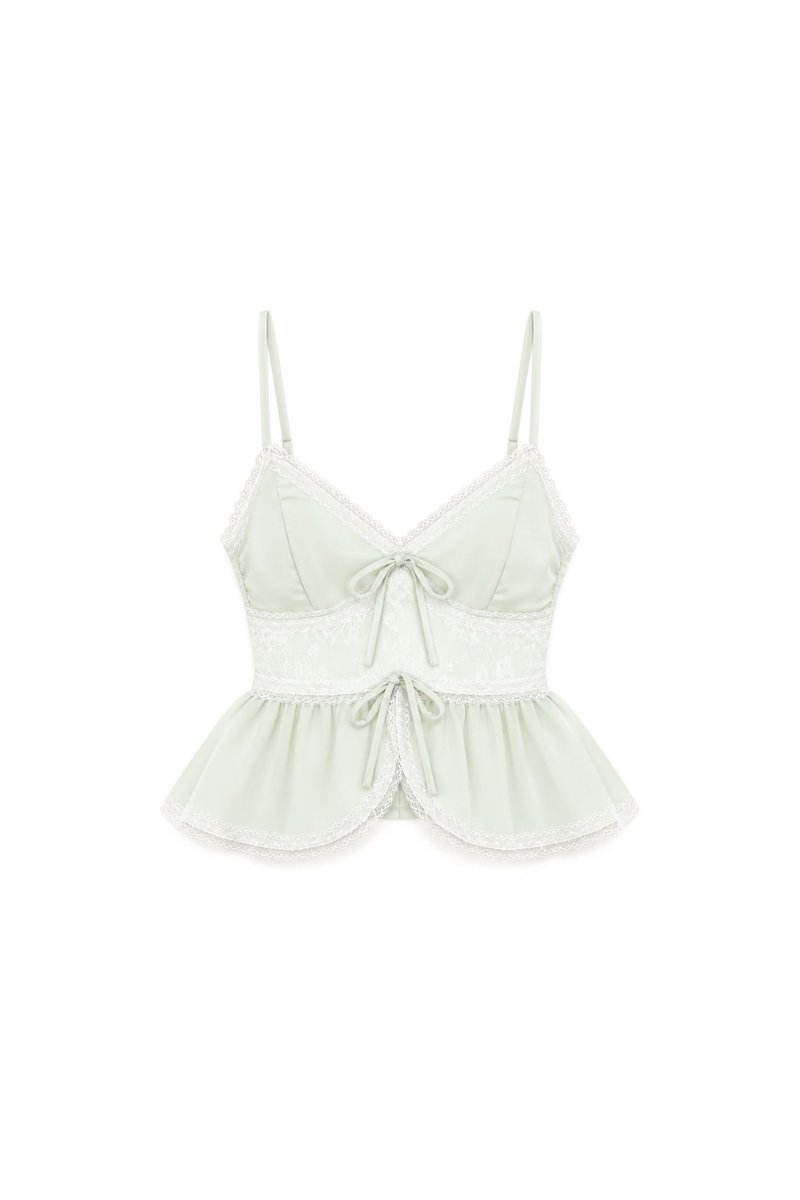 Lacey Lace Co-ord Peplum Top in Soft Mint