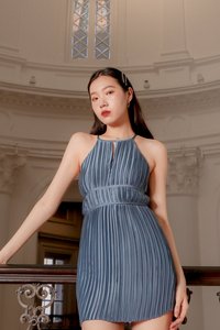 DEFECT | Perlini Pleated Romper Dress in Sapphire Blue in L DEFECT | Perlini Pleated Romper Dress in Sapphire Blue in L