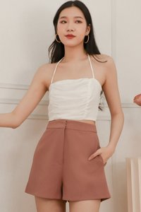 DEFECT615 | Riley Ruched Top in White in L DEFECT615 | Riley Ruched Top in White in L