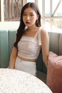 DEFECT568 | Carey Crochet Top in White in L