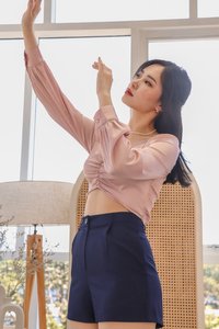 DEFECT167 | Emmie Satin Ruched Top in M DEFECT167 | Emmie Satin Ruched Top in M