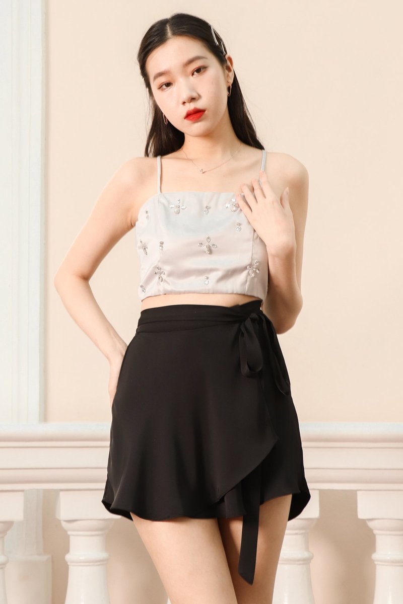 DEFECT | Sparkle Embellished Top in Silver in S
