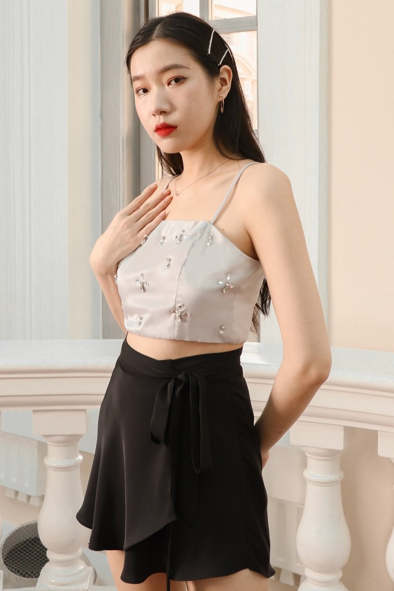 DEFECT371 | Sparkle Embellished Top in Silver