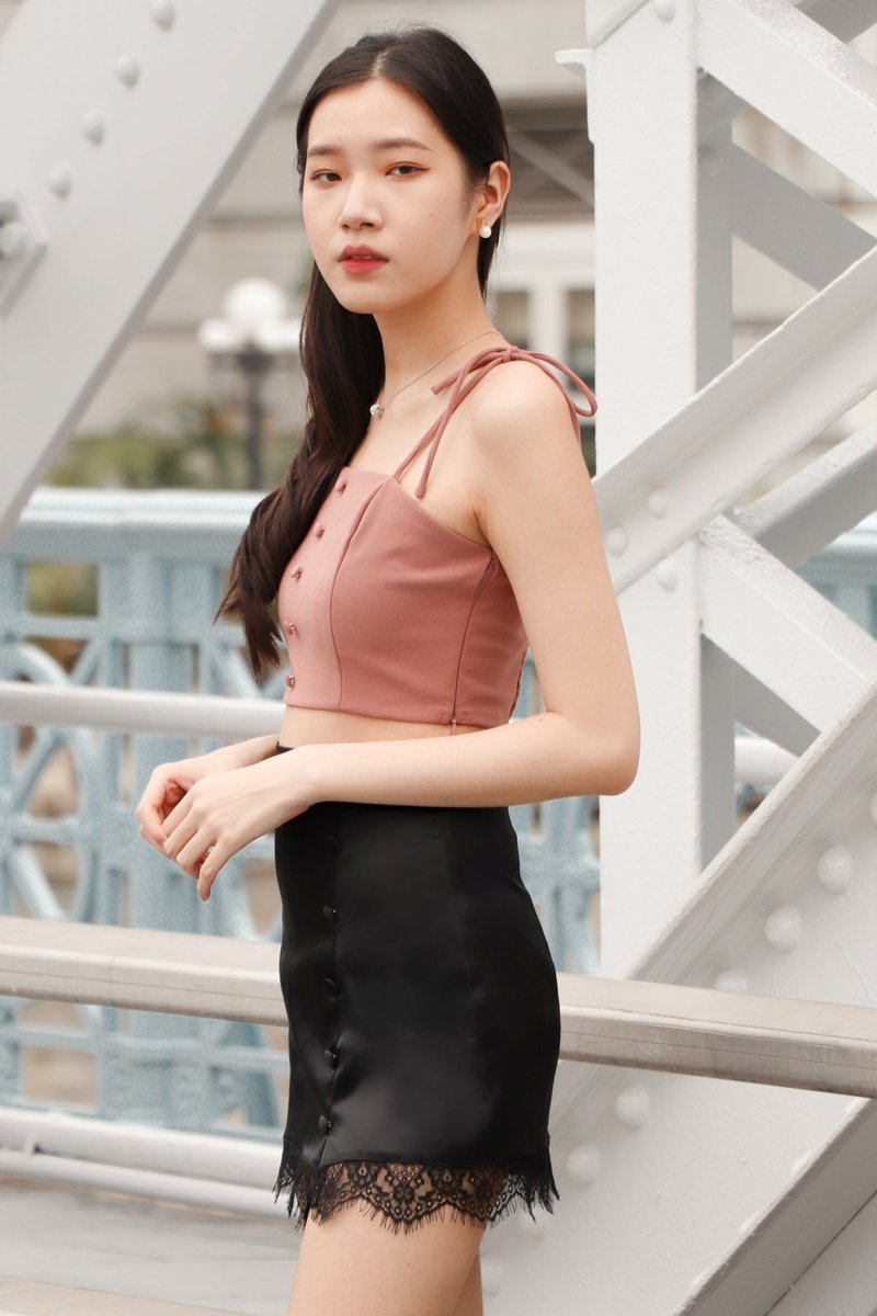 DEFECT315 | Tiara Tie Strap Top in Rose Mauve in XS DEFECT315 | Tiara Tie Strap Top in Rose Mauve in XS