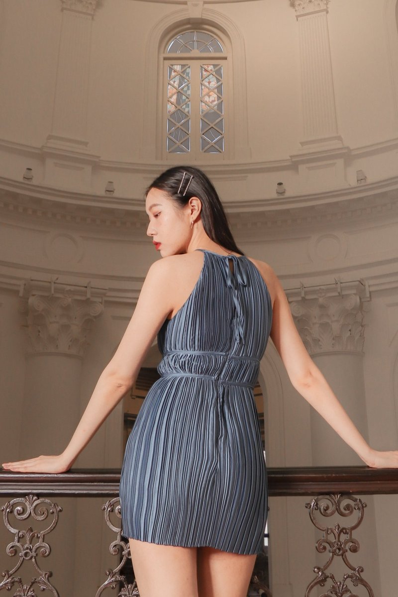 DEFECT | Perlini Pleated Romper Dress in Sapphire Blue in S