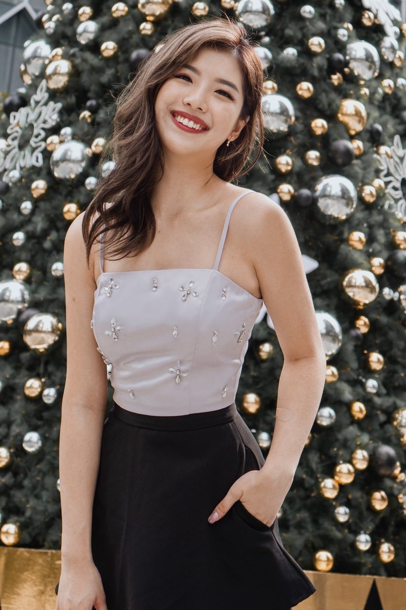 DEFECT371 | Sparkle Embellished Top in Silver