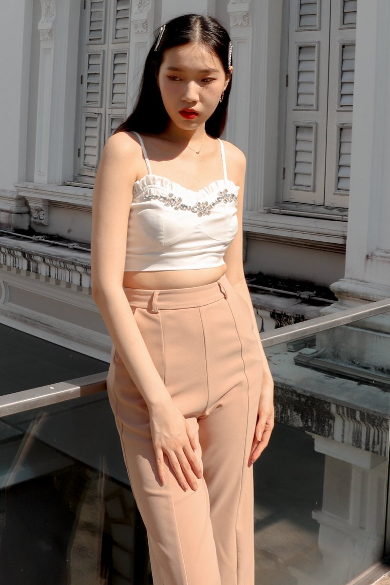 DEFECT459 | Erin Embellished Top in White in XS