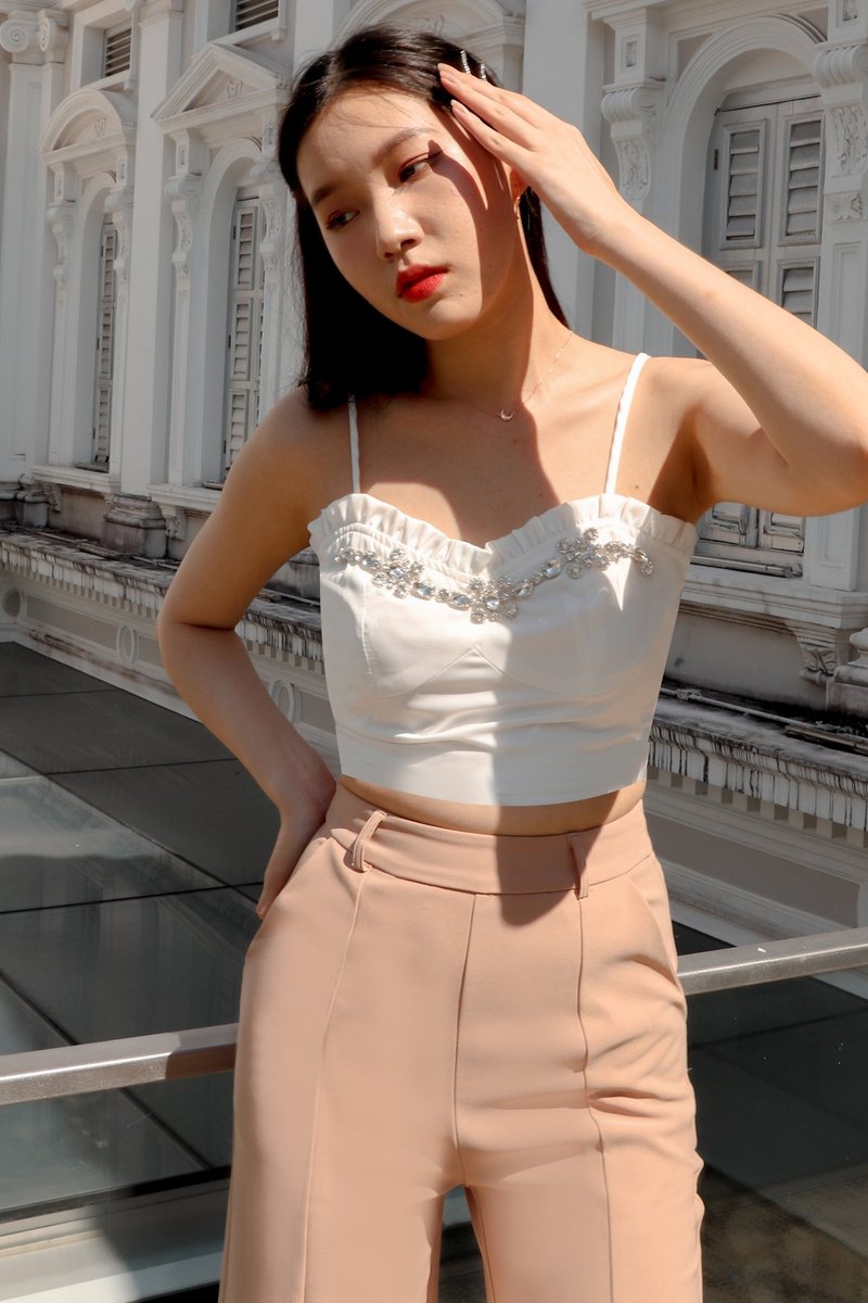DEFECT459 | Erin Embellished Top in White in XS