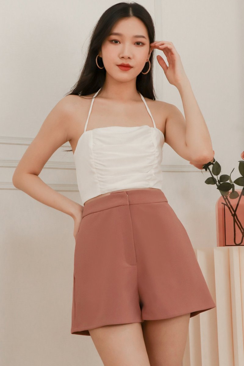 DEFECT616 | Riley Ruched Top in White in XS
