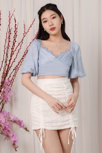 DEFECT351 | Carie Crochet Trim Top in Blue in M DEFECT351 | Carie Crochet Trim Top in Blue in M