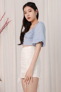 DEFECT351 | Carie Crochet Trim Top in Blue in M DEFECT351 | Carie Crochet Trim Top in Blue in M