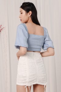 DEFECT351 | Carie Crochet Trim Top in Blue in M DEFECT351 | Carie Crochet Trim Top in Blue in M