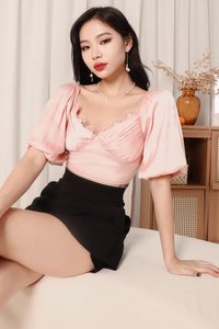 DEFECT388 | Carie Crochet Trim Top in Pastel Pink in XS DEFECT388 | Carie Crochet Trim Top in Pastel Pink in XS