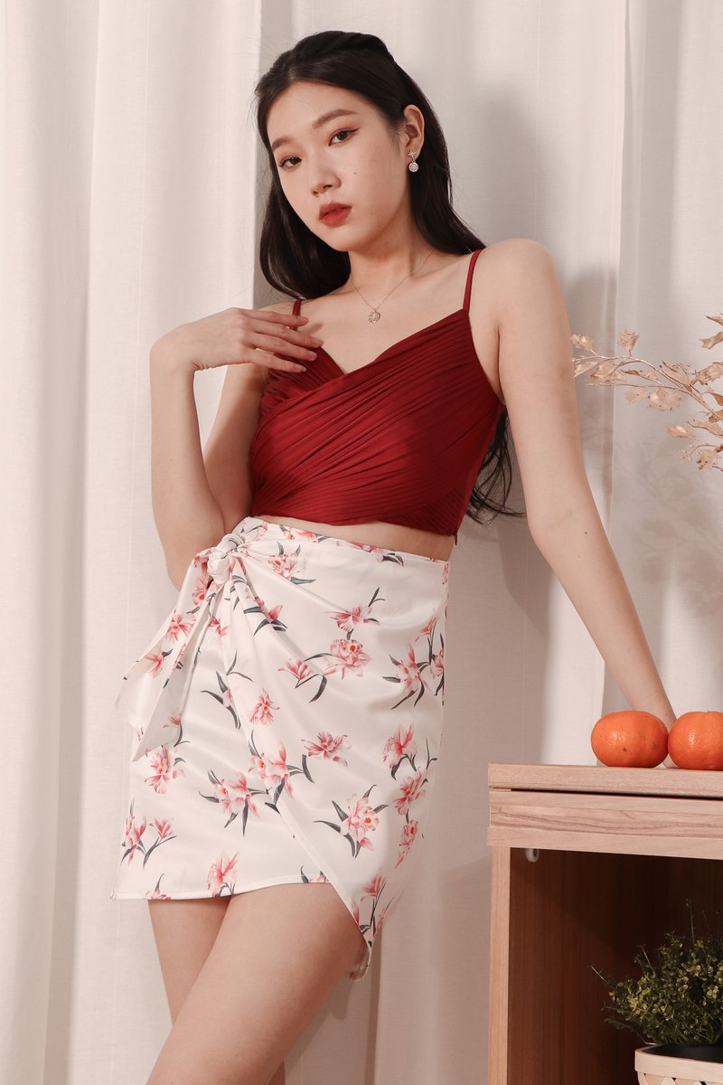 DEFECT | Florenda Floral Satin Skorts in XS