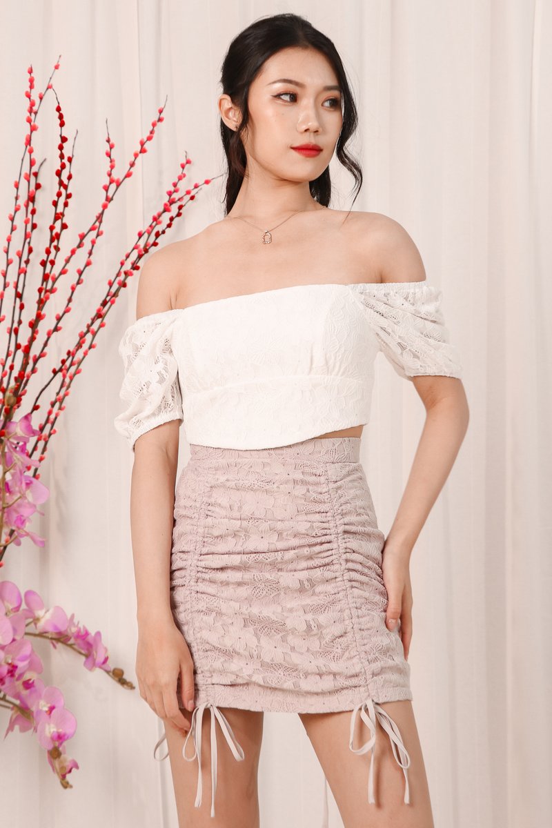 Lorenda Lace Co-ord Skorts in Lilac Grey