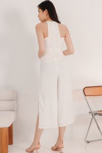 DEFECT | Perl Pleated Halter Jumpsuit in White in XS & S DEFECT | Perl Pleated Halter Jumpsuit in White in XS & S