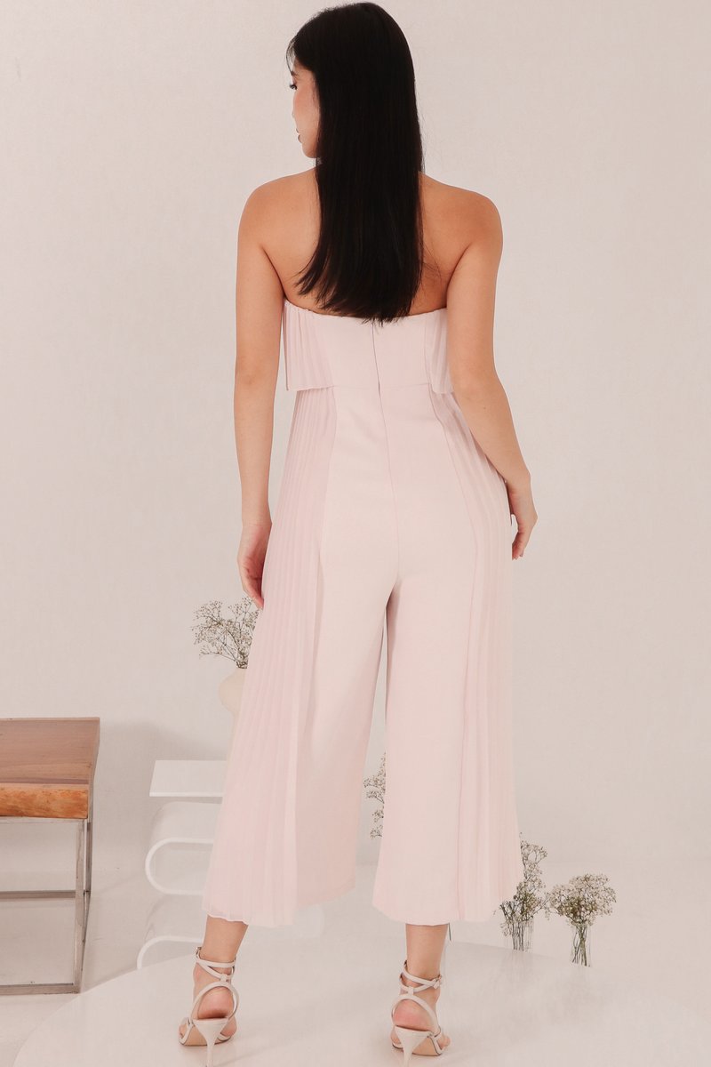 DEFECT | Prairie Pleat Tube Jumpsuit in Pastel Pink in S 