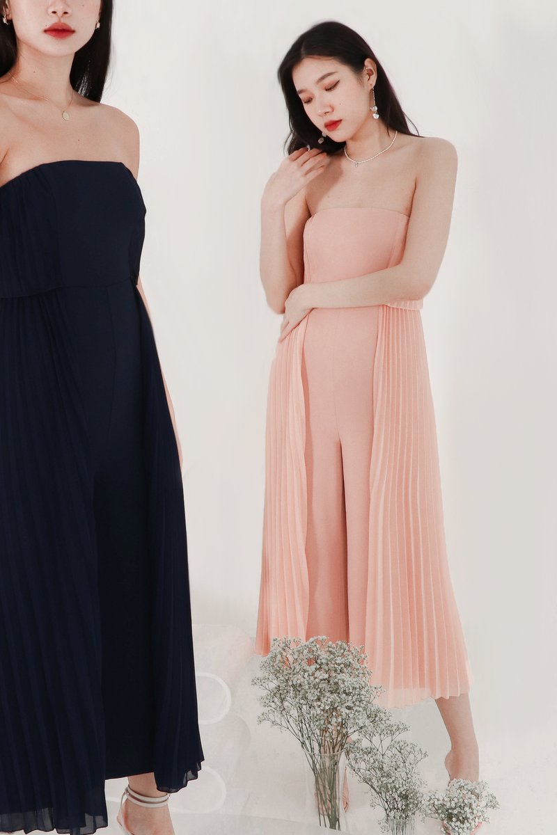 Prairie Pleat Tube Jumpsuit in Blush