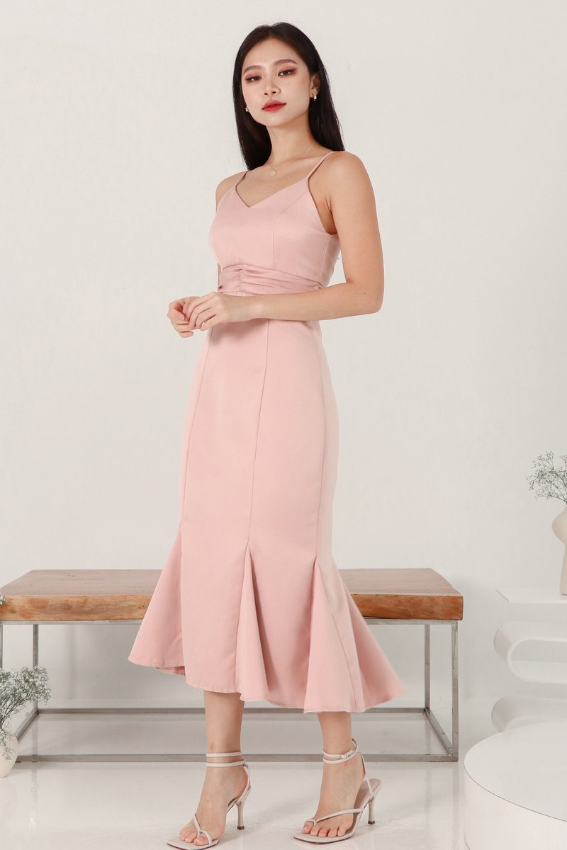 Miranda Mermaid Midi in Pastel Pink Miranda Mermaid Midi in Pastel Pink