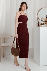 DEFECT| Cassidy Cut Out Midi V2 in Maroon in XS DEFECT| Cassidy Cut Out Midi V2 in Maroon in XS