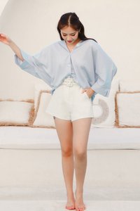 Bianca Belted Shorts in White 