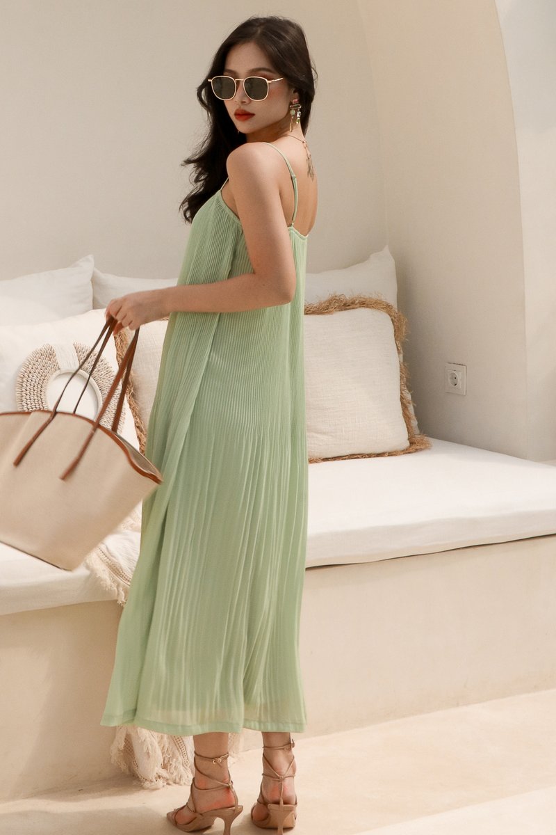 Petra Pleated Midi in Summer Green Petra Pleated Midi in Summer Green