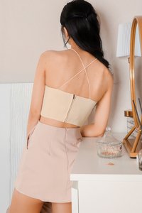 Cairo Cross Back Top in Pale Yellow