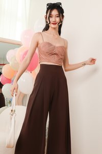 Pansy Pleated Bustier Top in Dark Blush