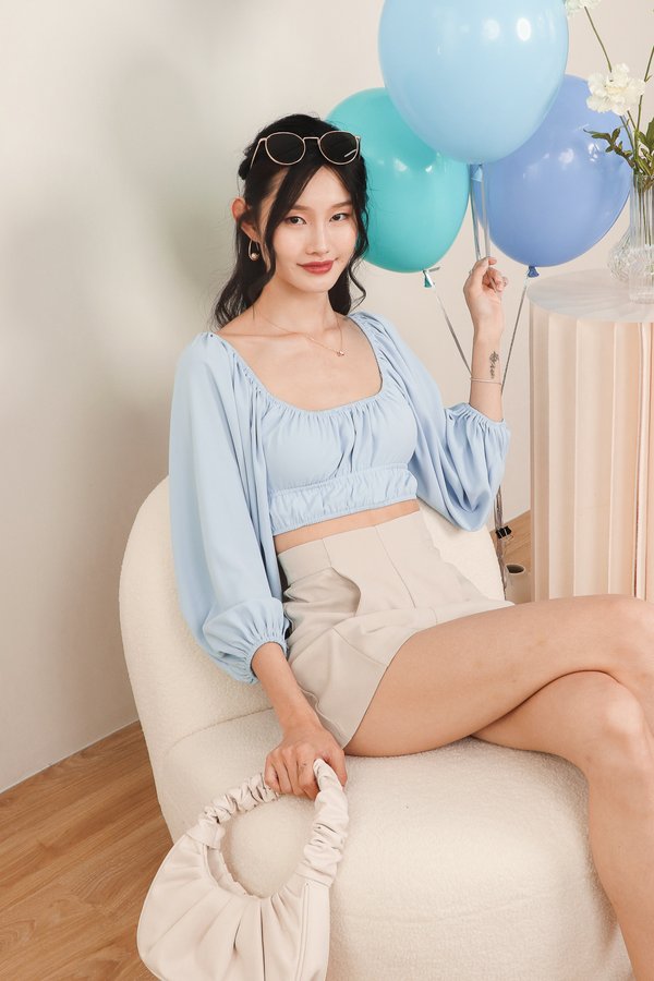 Freesia Sleeved Top V2 in Baby Blue 