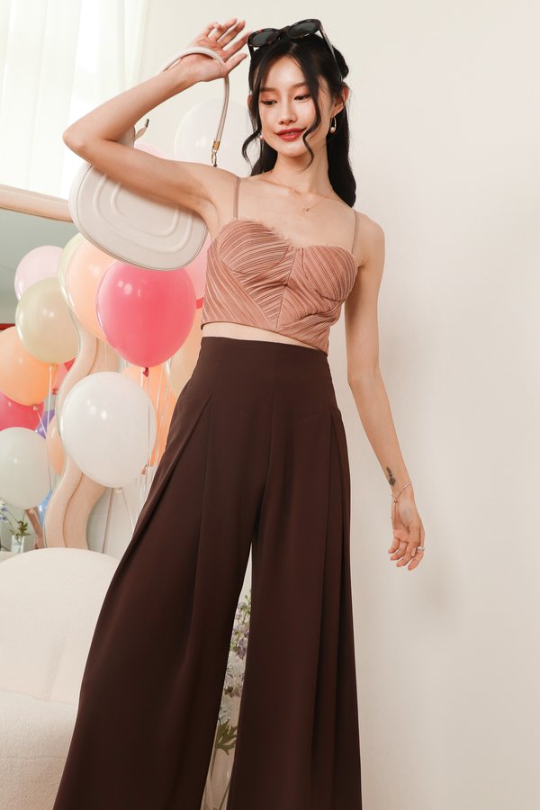 Pansy Pleated Bustier Top in Dark Blush