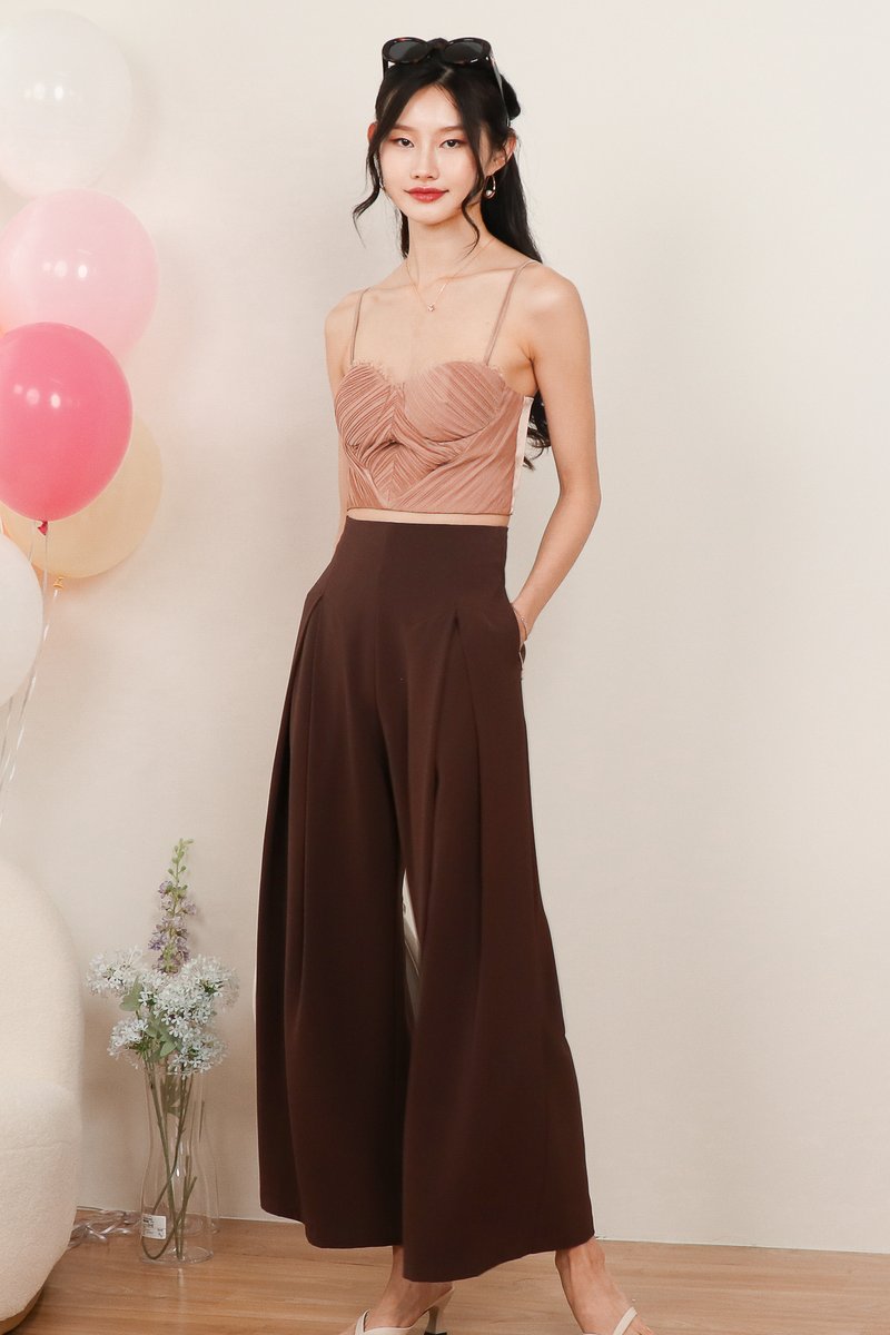 Pansy Pleated Bustier Top in Dark Blush