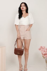 DEFECT | Phoebe Pleated Sleeved Top V3 in White in XS DEFECT | Phoebe Pleated Sleeved Top V3 in White in XS