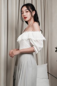 Shiloh Swiss Dot Off Shoulder Blouse in White