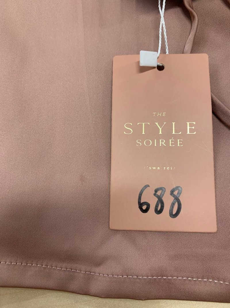 Festivities Drape Satin Dress in Dusty Blush in S (usual size XS) Festivities Drape Satin Dress in Dusty Blush in S (usual size XS)