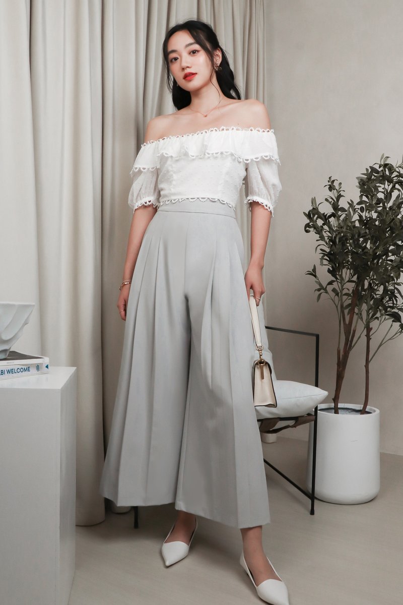 Shiloh Swiss Dot Off Shoulder Blouse in White