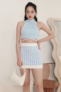 Riley Ribbed Knit Co-ord Top in Sky Blue Riley Ribbed Knit Co-ord Top in Sky Blue
