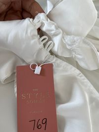 Sylvie Satin Sash Blouse in White 