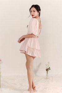 DEFECT | Pace Puffy Sleeve Romper Dress in Pastel Pink in XS DEFECT | Pace Puffy Sleeve Romper Dress in Pastel Pink in XS