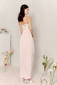 DEFECT | Deliana Drape Satin Midi in Pastel Pink in M DEFECT | Deliana Drape Satin Midi in Pastel Pink in M