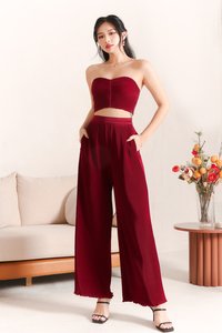 Pierson Pleat Co-ord Pants in Maroon Pierson Pleat Co-ord Pants in Maroon