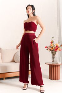 Pierson Pleat Co-ord Pants in Maroon Pierson Pleat Co-ord Pants in Maroon