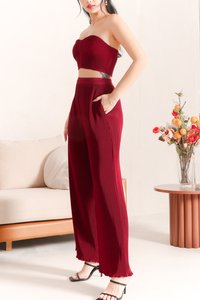 Pierson Pleat Co-ord Pants in Maroon Pierson Pleat Co-ord Pants in Maroon