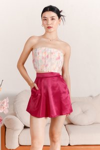 Seralie Satin Skorts in Magenta Seralie Satin Skorts in Magenta